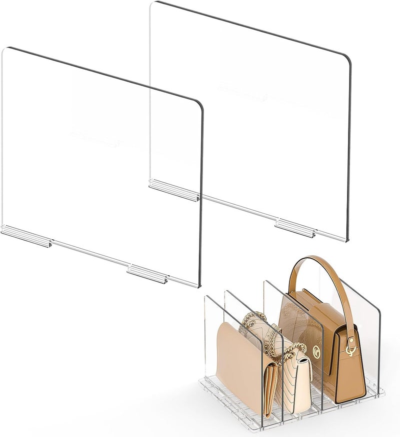 SortNStore Bag Purse Organizer Accessories: 2-Dividers Plastic Clutch Dividers for Closet Organizers and Storage - Keep Carteras & Pocketbook Upright - Image 1
